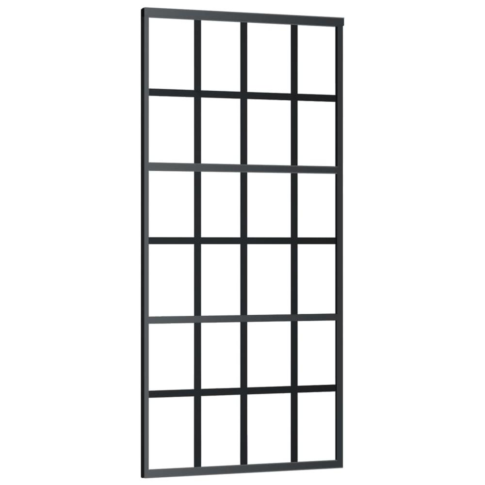 Sliding Door ESG Glass and Aluminum 35.4"x80.7" Black. Picture 1