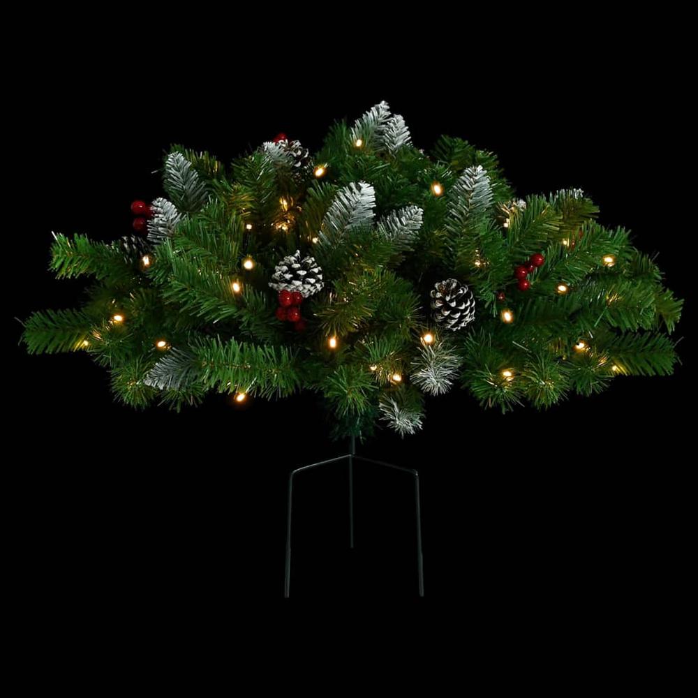 vidaXL Artificial Pathway Christmas Tree with LEDs Green 15.7" PVC. Picture 5