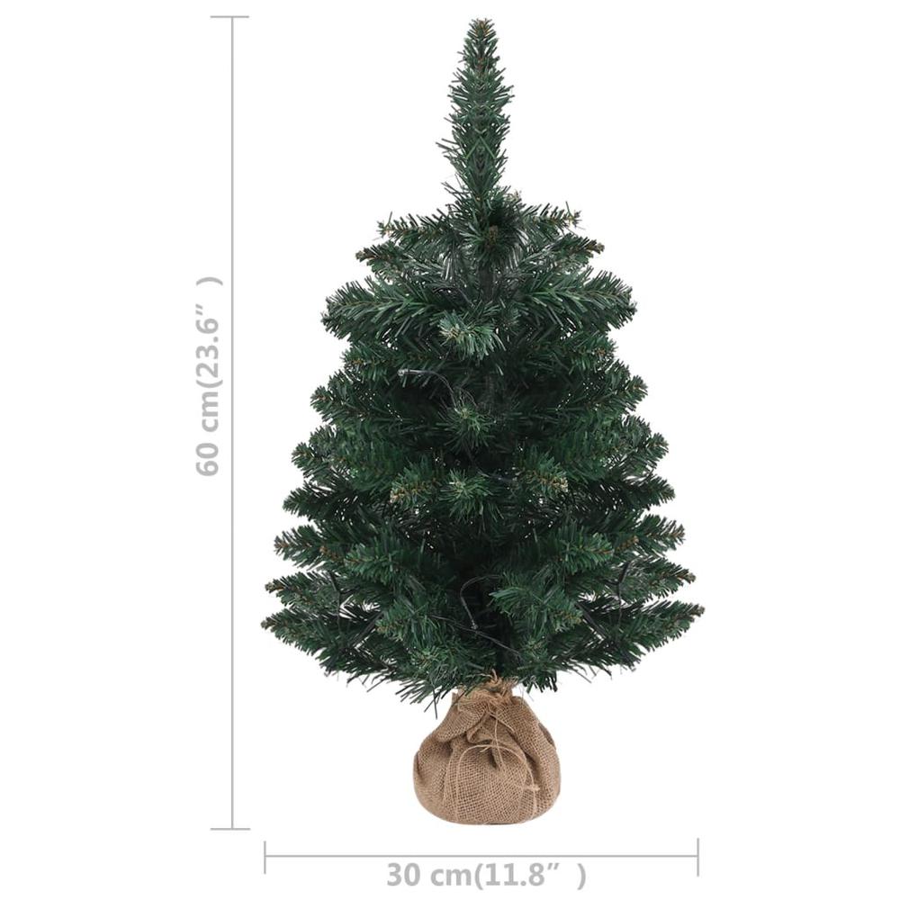 vidaXL Artificial Christmas Tree with Stand and LEDs Green 23.6" PVC, 332848. Picture 7