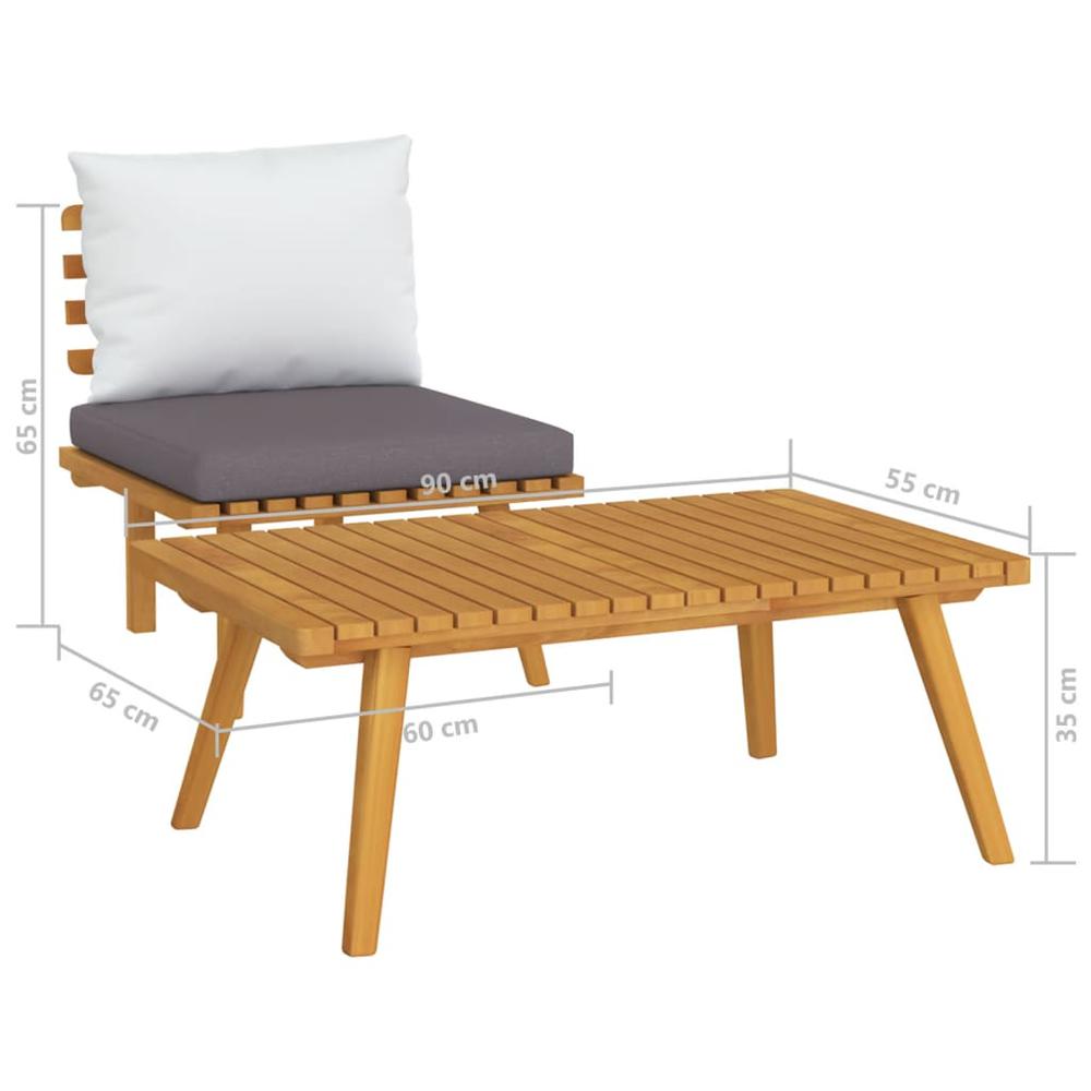 vidaXL 2 Piece Patio Lounge Set with Cushions Solid Acacia Wood, 316267. Picture 7