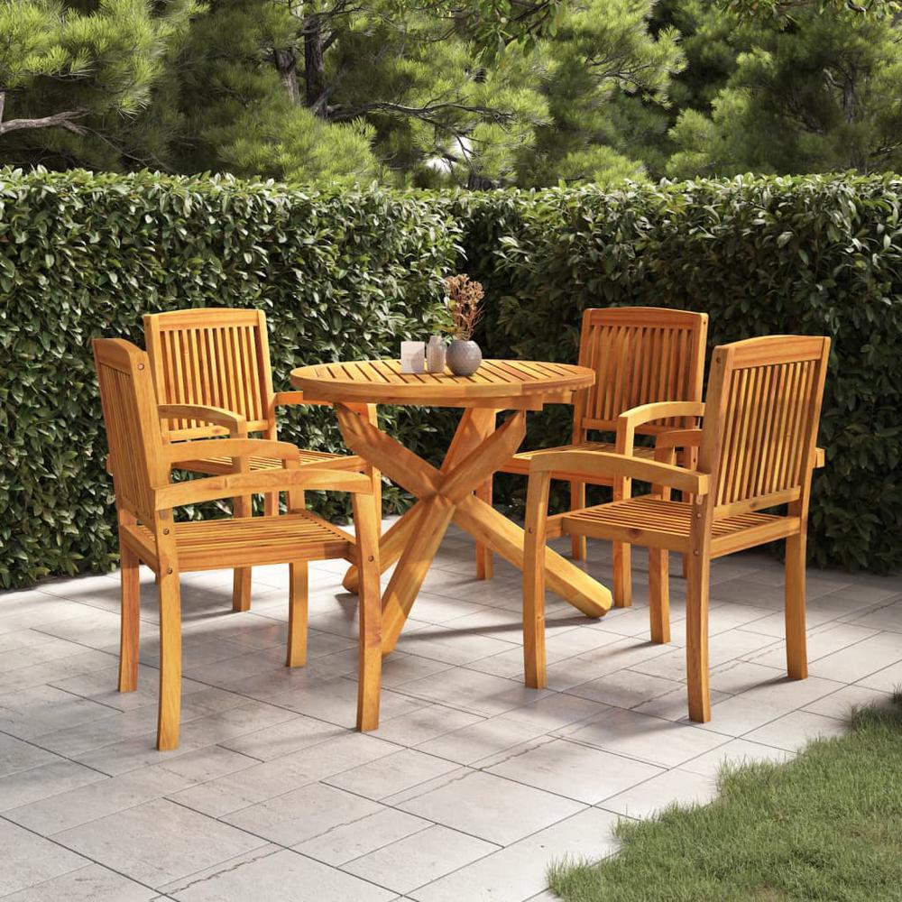 5 Piece Patio Dining Set Solid Wood Teak. Picture 10