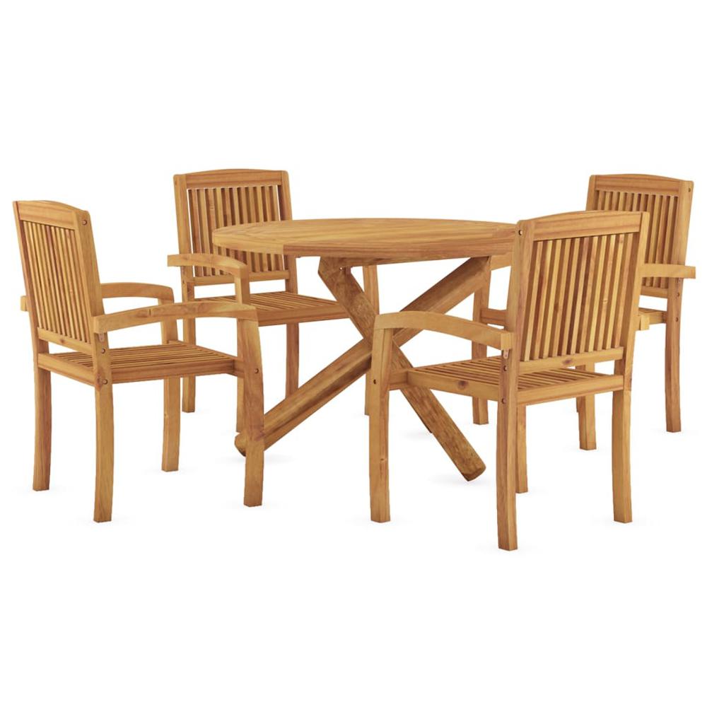 5 Piece Patio Dining Set Solid Wood Teak. Picture 2