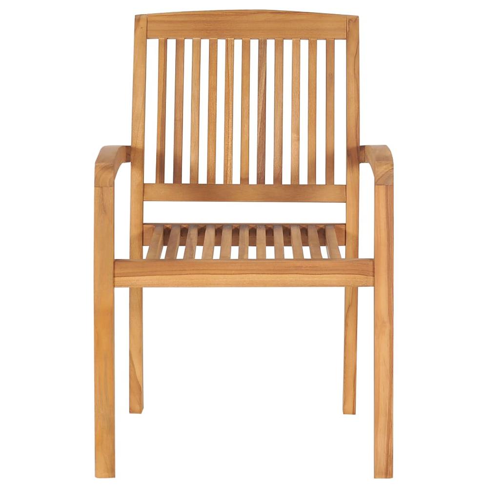 Stacking Patio Chairs 4 pcs Solid Teak Wood. Picture 2