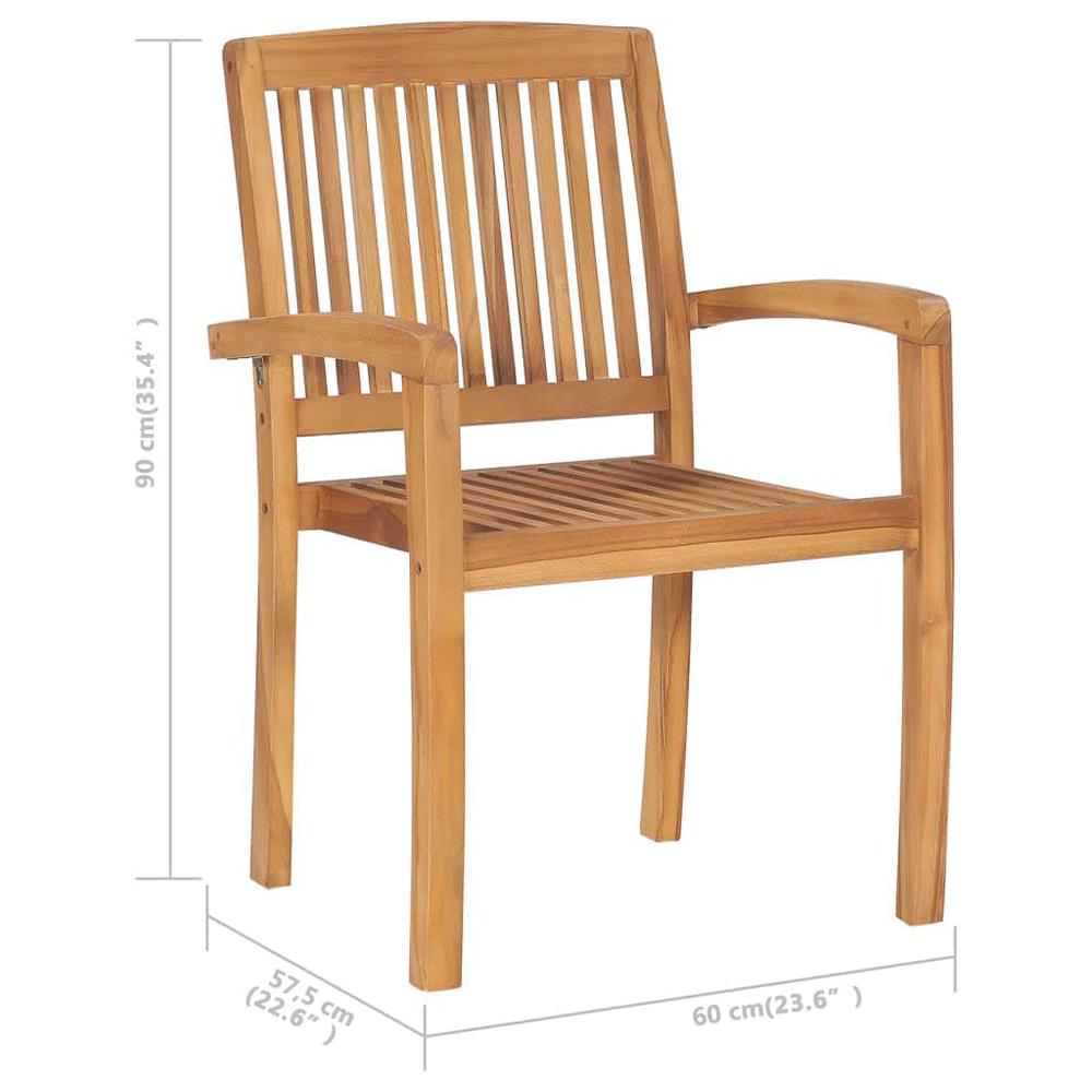 Stacking Patio Chairs 4 pcs Solid Teak Wood. Picture 4