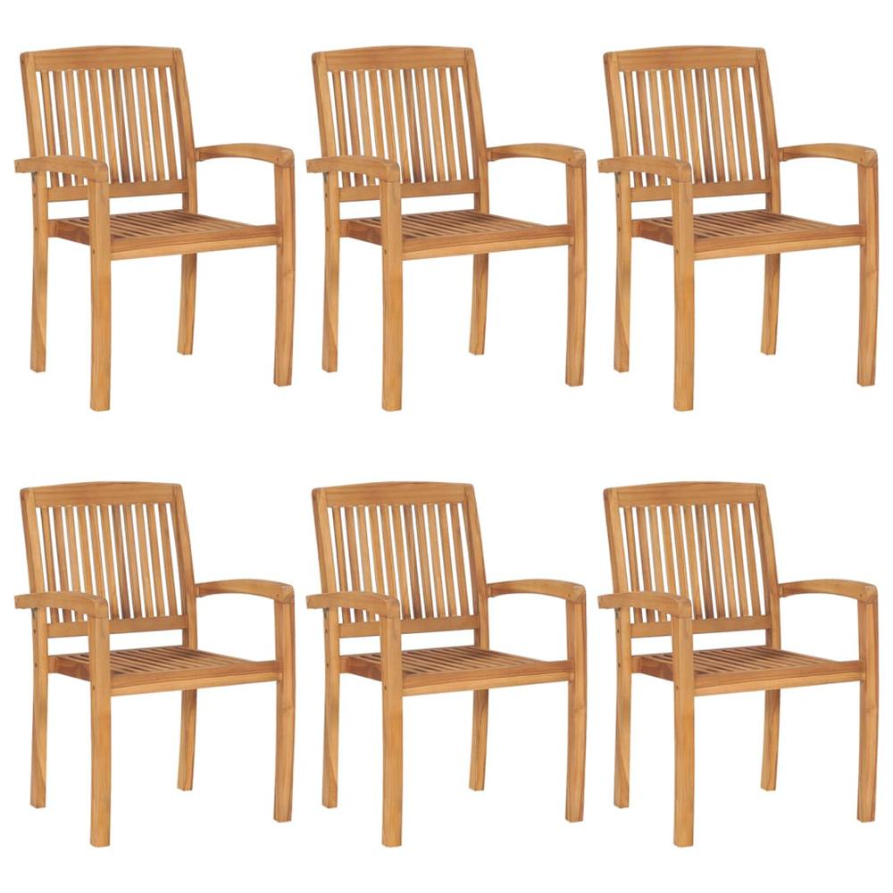 Stacking Patio Chairs 6 pcs Solid Teak Wood. Picture 5