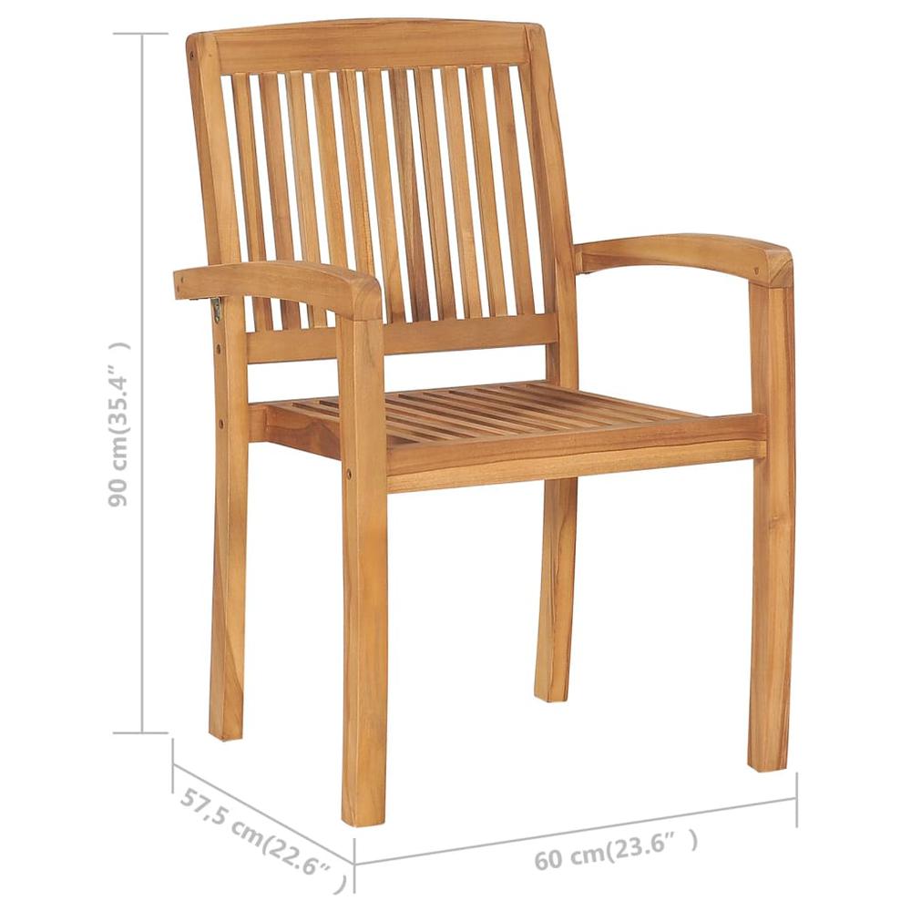 Stacking Patio Chairs 6 pcs Solid Teak Wood. Picture 4