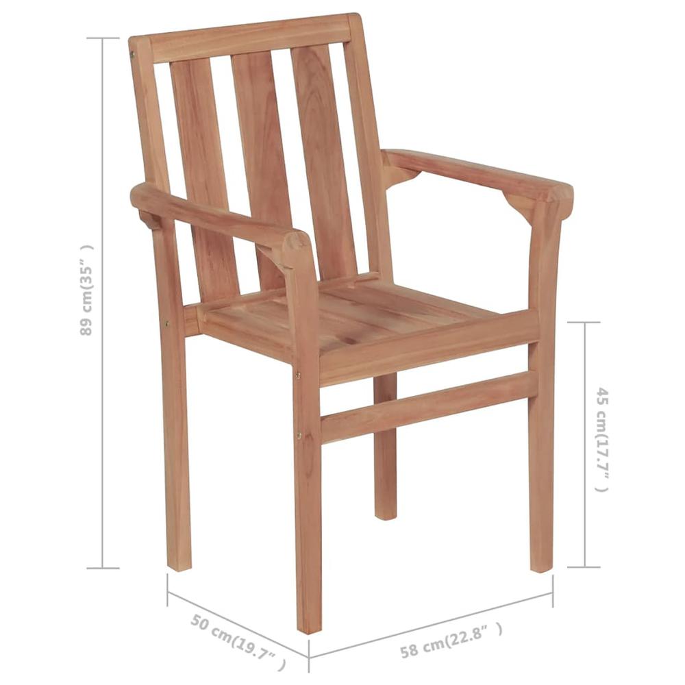 vidaXL Stackable Patio Chairs 4 pcs Solid Teak Wood. Picture 5