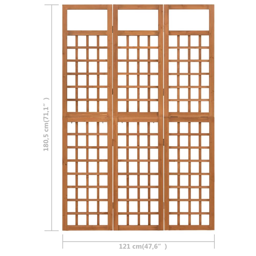 vidaXL 3-Panel Room Divider/Trellis Solid Fir Wood 47.6"x71.1". Picture 7