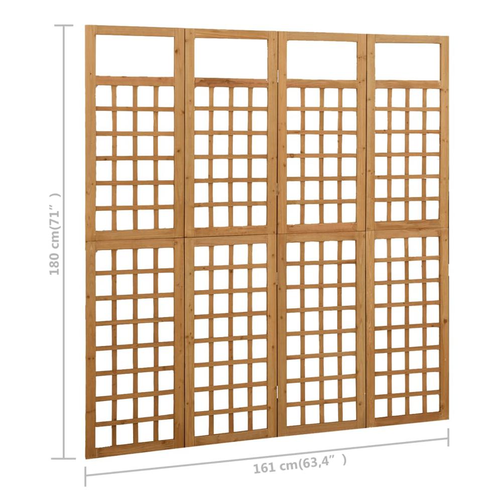 vidaXL 4-Panel Room Divider/Trellis Solid Fir Wood 63.4"x70.9". Picture 6