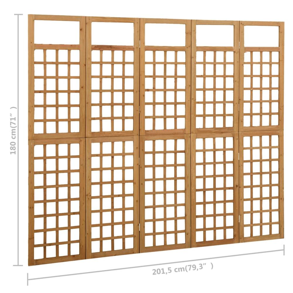 vidaXL 5-Panel Room Divider/Trellis Solid Fir Wood 79.3"x70.9". Picture 6