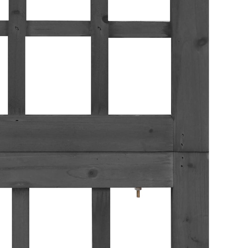 vidaXL 3-Panel Room Divider/Trellis Solid Fir Wood Black 47.6"x70.9". Picture 5