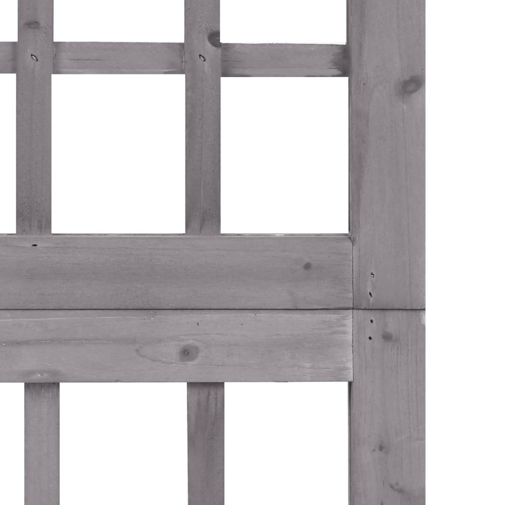 vidaXL 6-Panel Room Divider/Trellis Solid Fir Wood Gray 95.5"x70.9". Picture 5