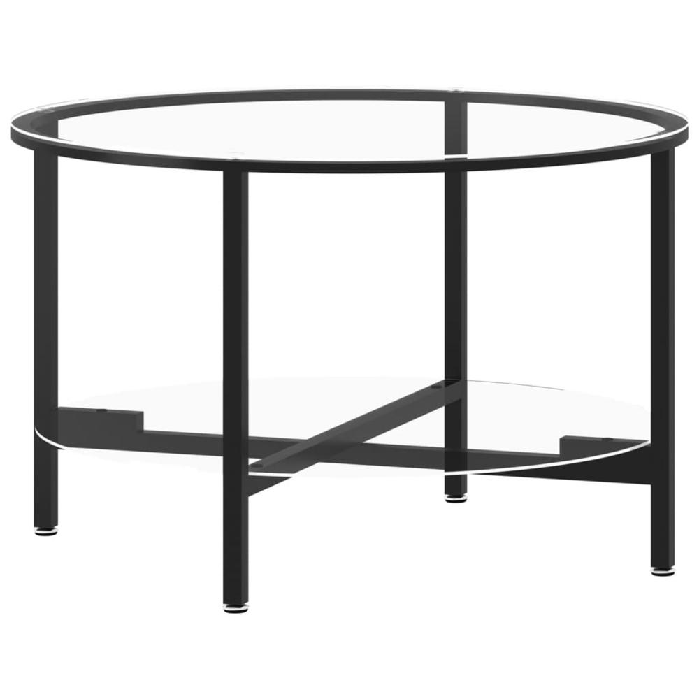 Tea Table Black and Transparent 27.6" Tempered Glass. Picture 1