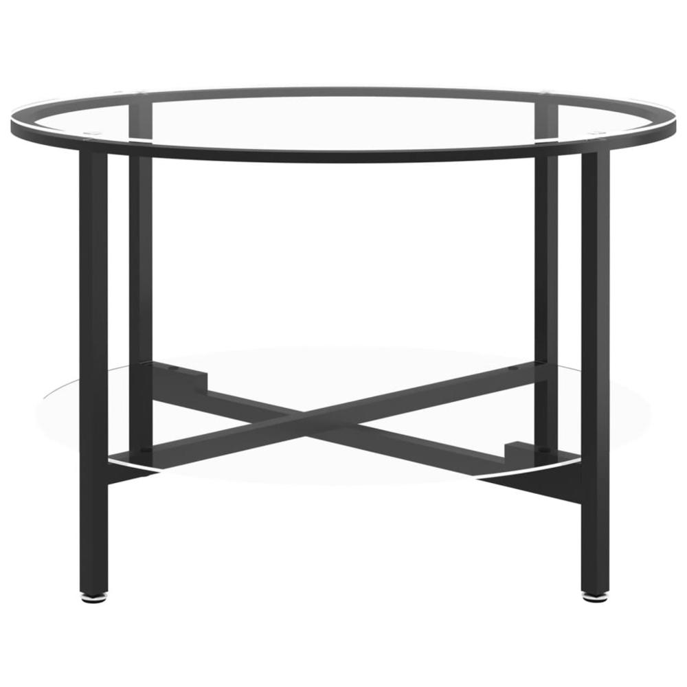 Tea Table Black and Transparent 27.6" Tempered Glass. Picture 2