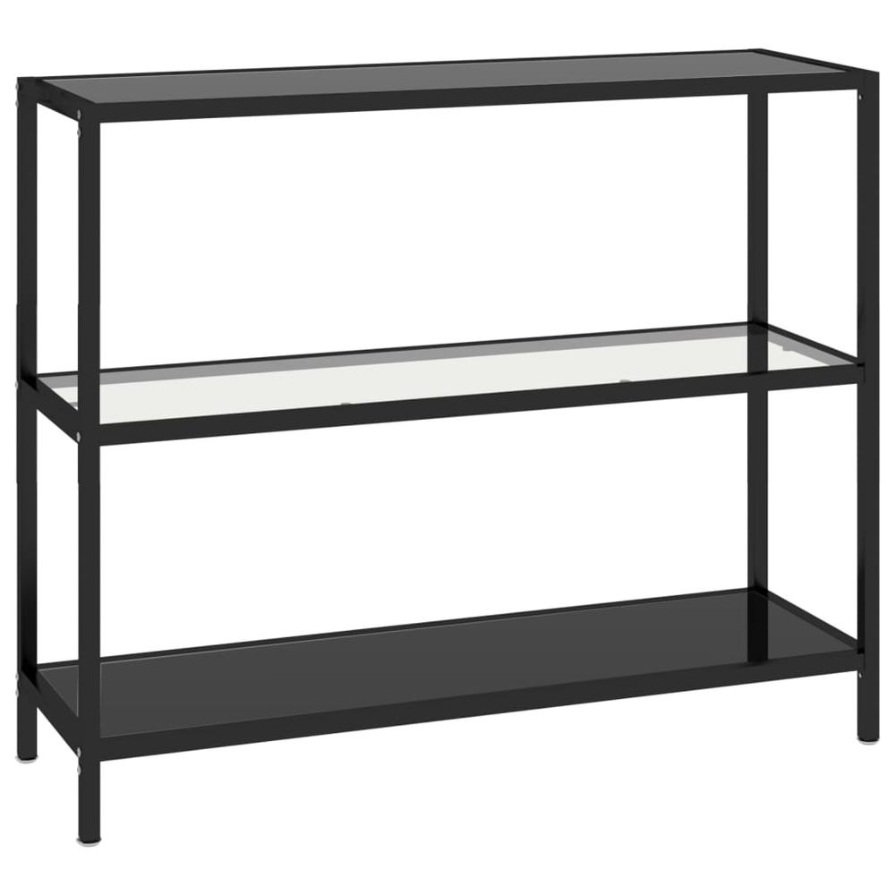 Shelf Transparent and Black 39.4"x14.2"x35.4" Tempered Glass. Picture 1