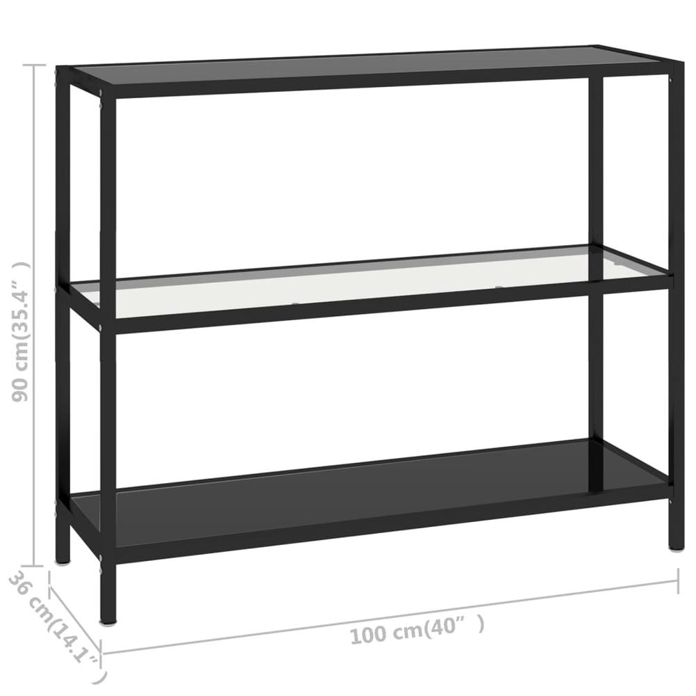 Shelf Transparent and Black 39.4"x14.2"x35.4" Tempered Glass. Picture 6