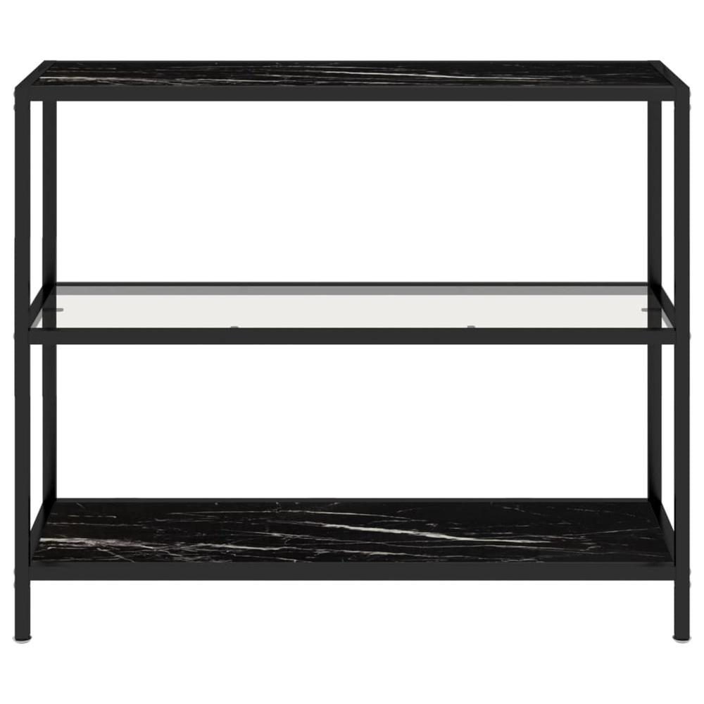 Shelf Transparent and Black Marble 39.4"x14.2"x35.4" Tempered Glass. Picture 2