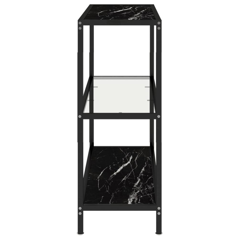 Shelf Transparent and Black Marble 39.4"x14.2"x35.4" Tempered Glass. Picture 3