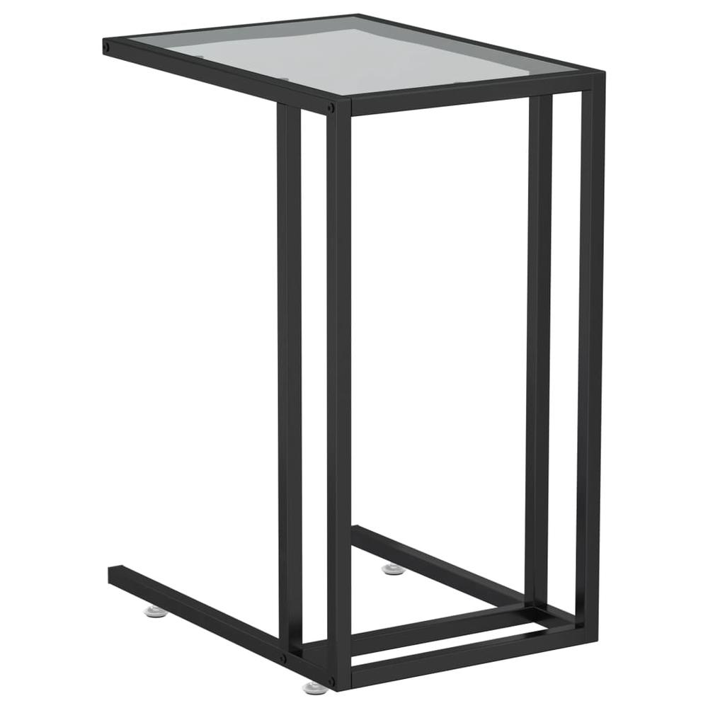 Computer Side Table Black 19.7"x13.8"x25.6" Tempered Glass. Picture 1