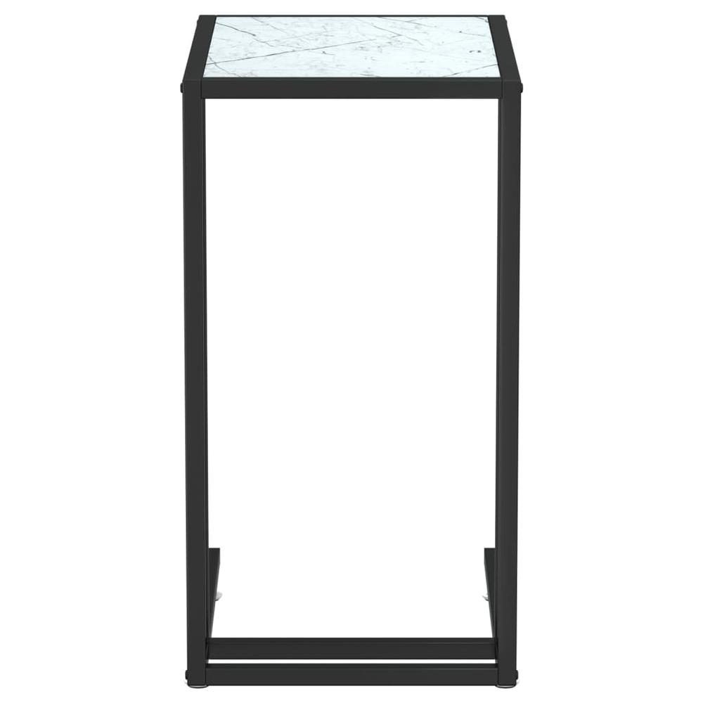 Computer Side Table White Marble 19.7"x13.8"x25.6" Tempered Glass. Picture 2