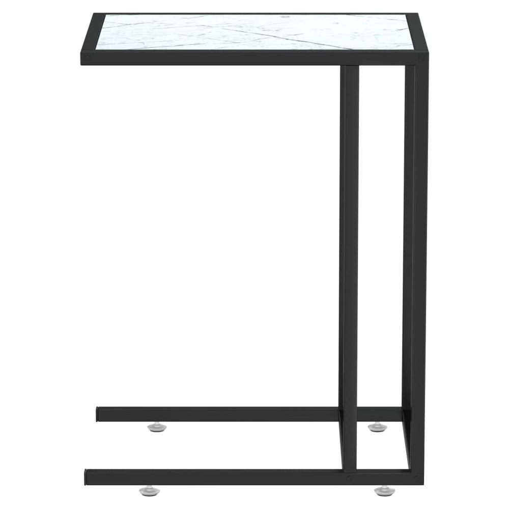 Computer Side Table White Marble 19.7"x13.8"x25.6" Tempered Glass. Picture 3