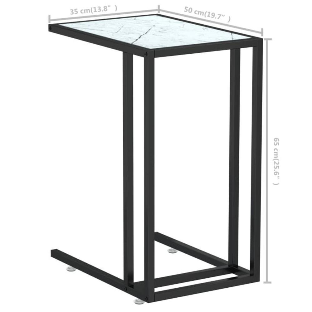Computer Side Table White Marble 19.7"x13.8"x25.6" Tempered Glass. Picture 6