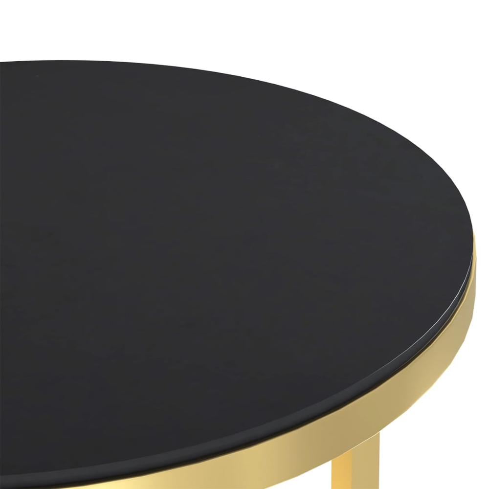 Side Table Gold and Black 17.7" Tempered Glass. Picture 4