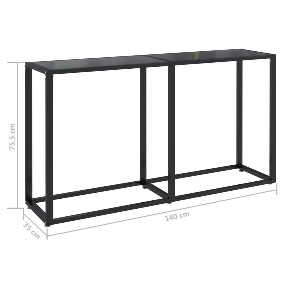Console Table Black 55.1"x13.8"x29.7" Tempered Glass. Picture 5