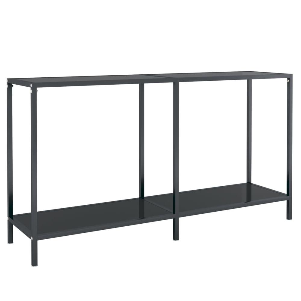Console Table Black 55.1"x13.8"x29.7" Tempered Glass. Picture 1