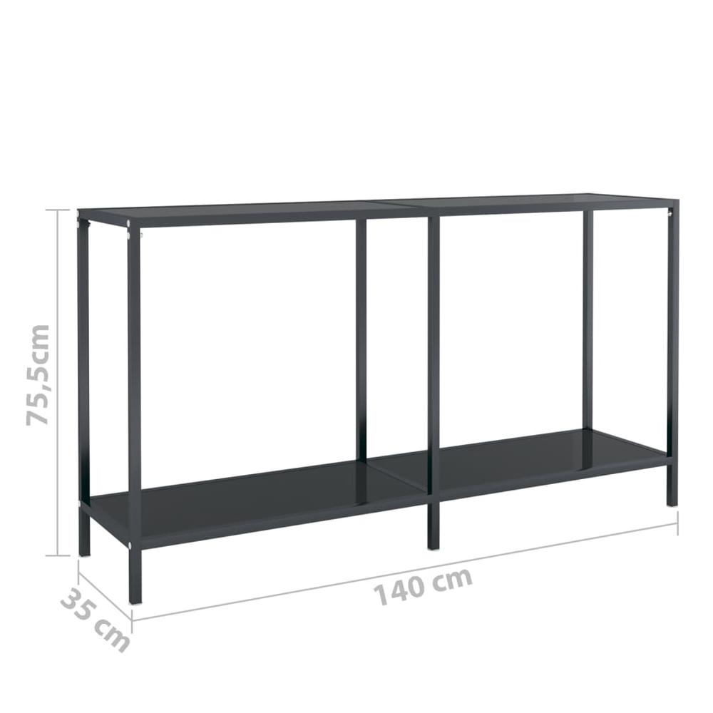 Console Table Black 55.1"x13.8"x29.7" Tempered Glass. Picture 6