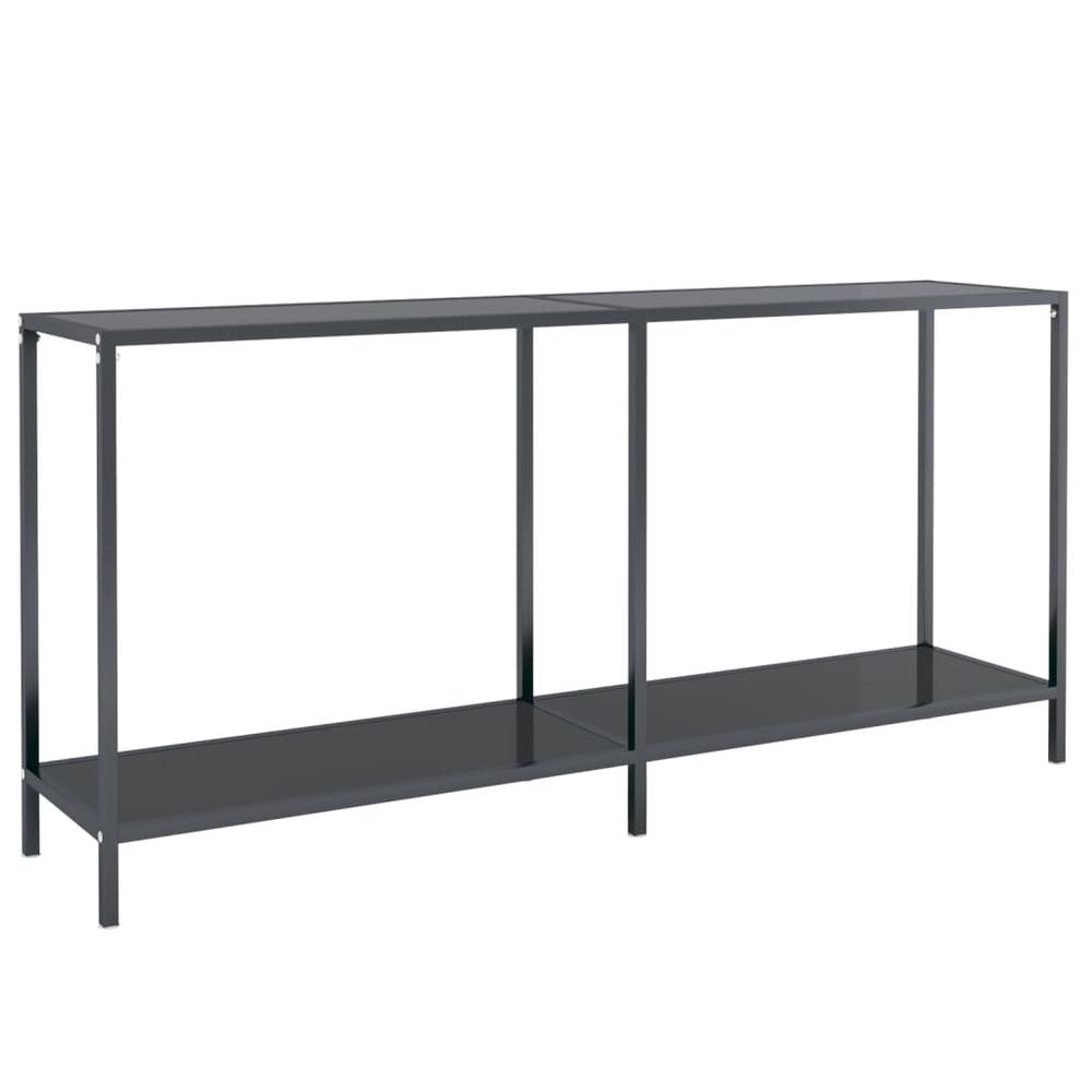 Console Table Black 63"x13.8"x29.7" Tempered Glass. Picture 1