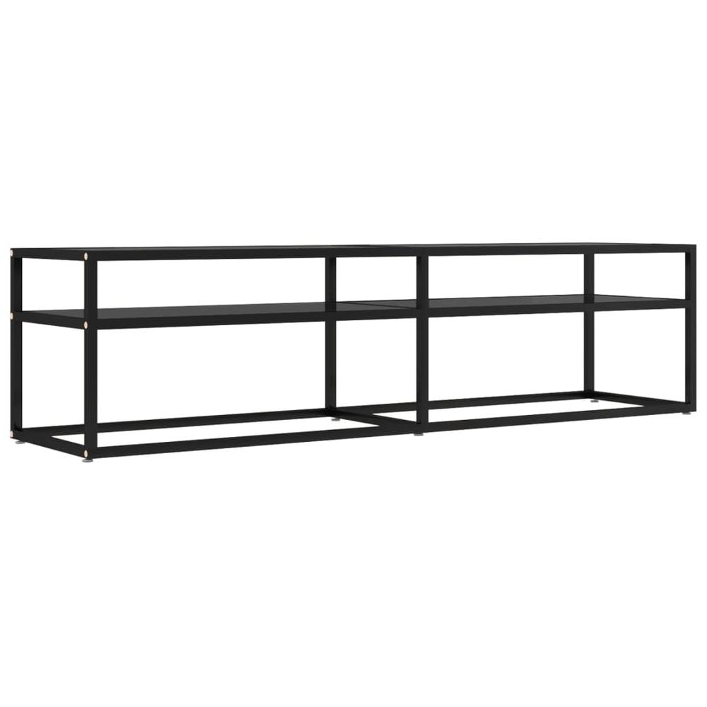 TV Stand Black 63"x15.7"x15.9" Tempered Glass. Picture 1