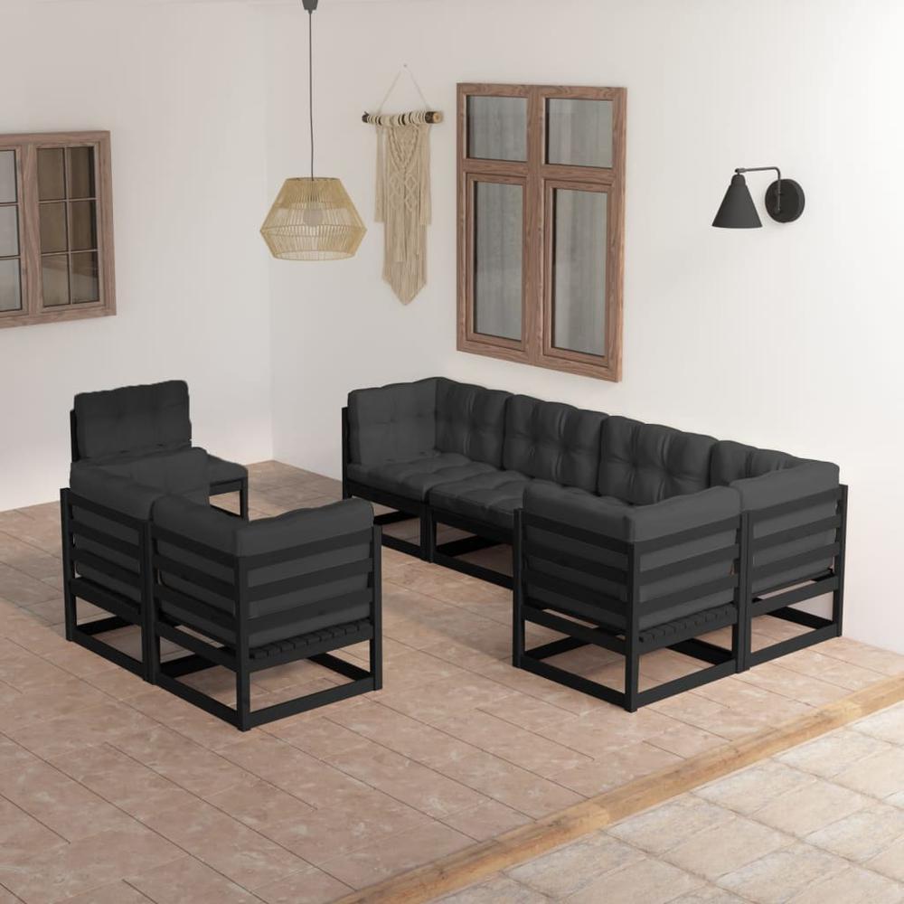 8 Piece Patio Lounge Set with Cushions Solid Pinewood. Picture 11
