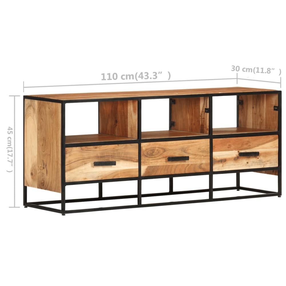 vidaXL TV Cabinet 43.3"x11.8"x17.7" Solid Acacia Wood, 327448. Picture 8