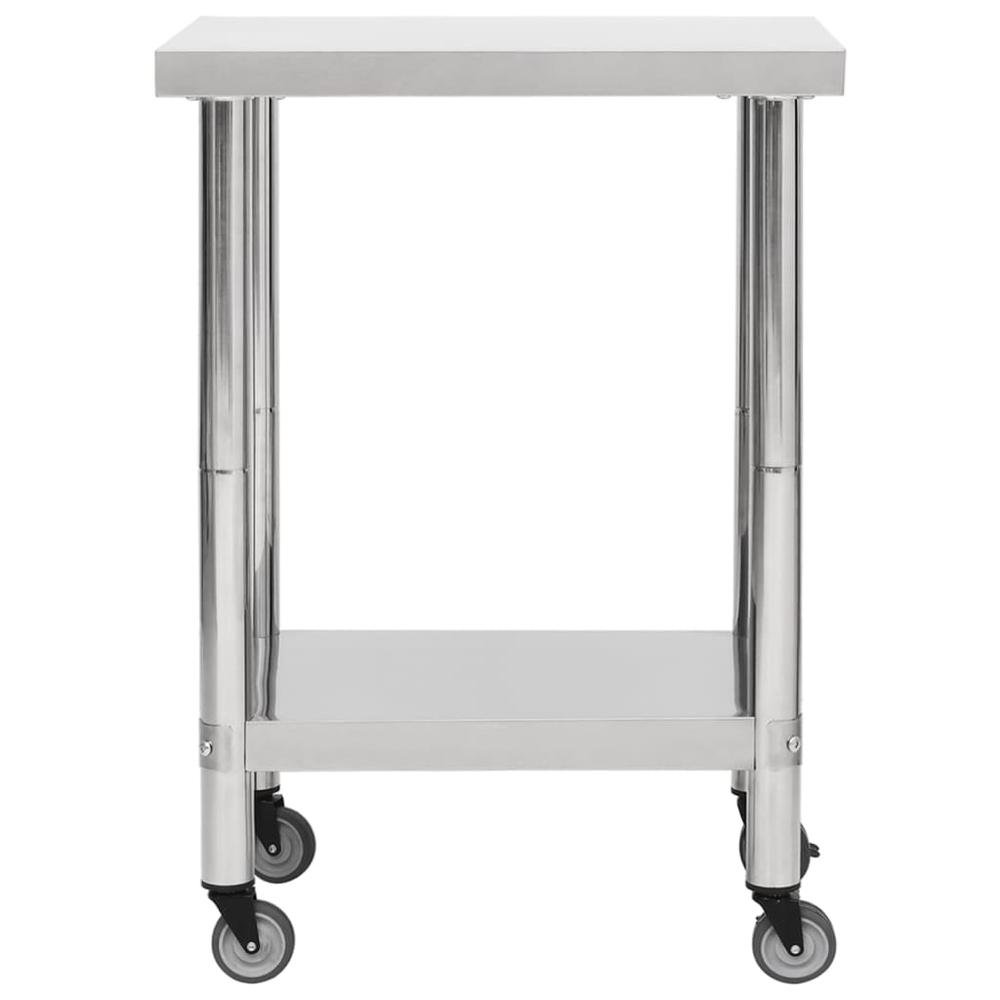 Kitchen Work Table with Wheels 23.6"x17.7"x33.5" Stainless Steel. Picture 2