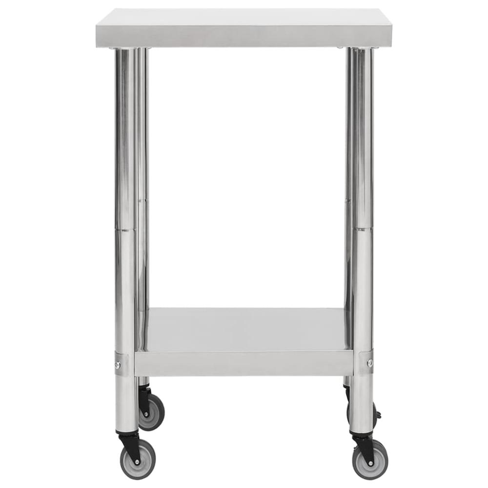 Kitchen Work Table with Wheels 23.6"x23.6"x33.5" Stainless Steel. Picture 2