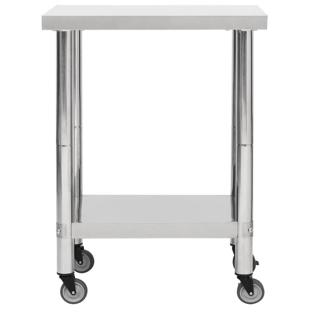 Kitchen Work Table with Wheels 31.5"x17.7"x33.5" Stainless Steel. Picture 2