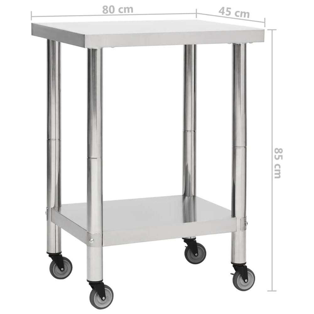 Kitchen Work Table with Wheels 31.5"x17.7"x33.5" Stainless Steel. Picture 6