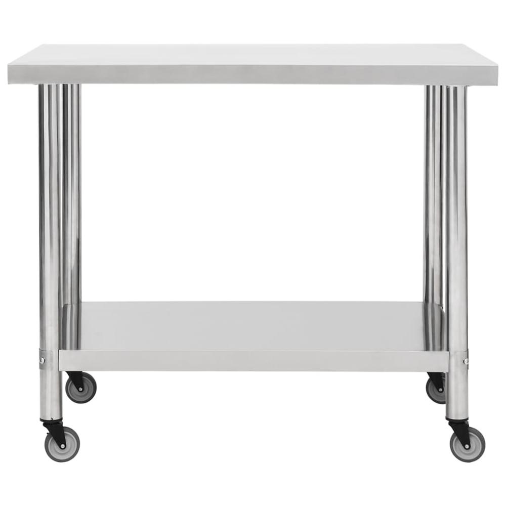 Kitchen Work Table with Wheels 31.5"x23.6"x33.5" Stainless Steel. Picture 2