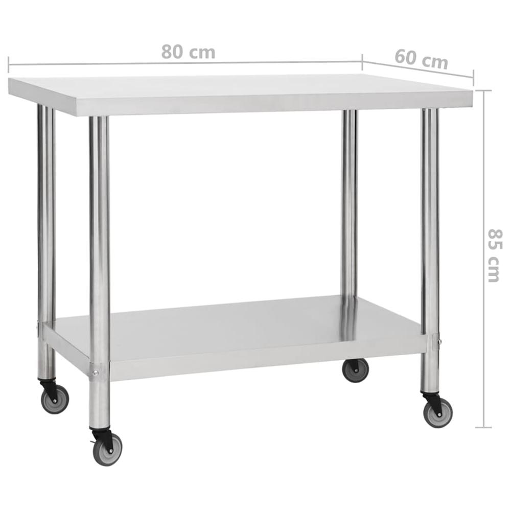 Kitchen Work Table with Wheels 31.5"x23.6"x33.5" Stainless Steel. Picture 7