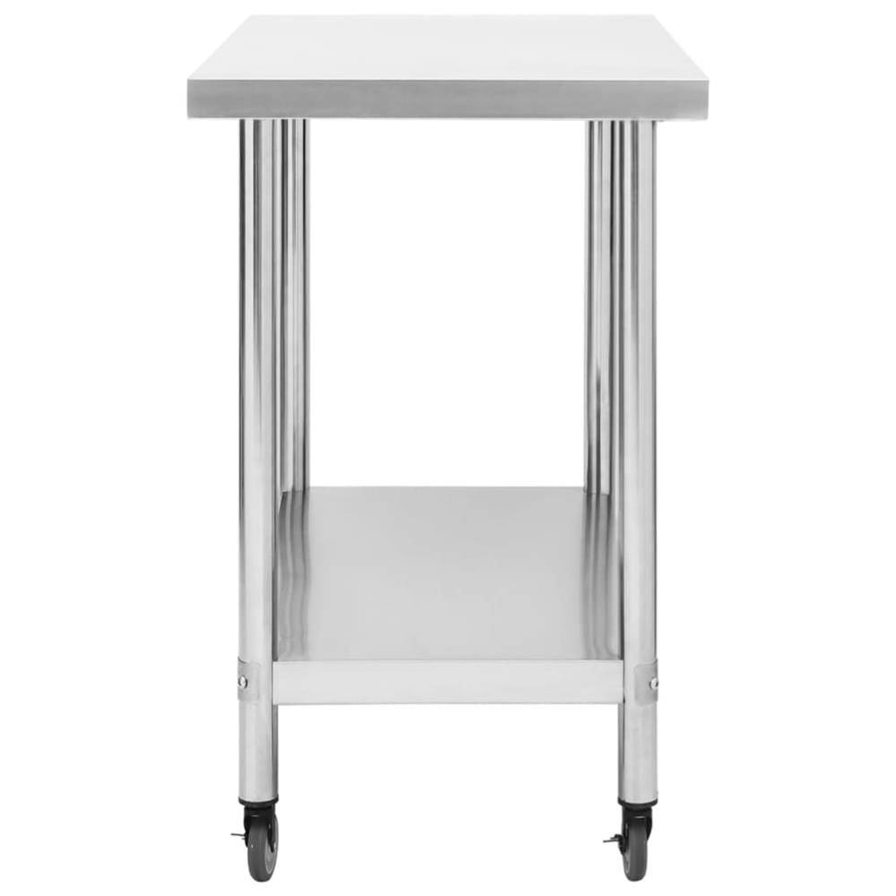 Kitchen Work Table with Wheels 39.4"x11.8"x33.5" Stainless Steel. Picture 3