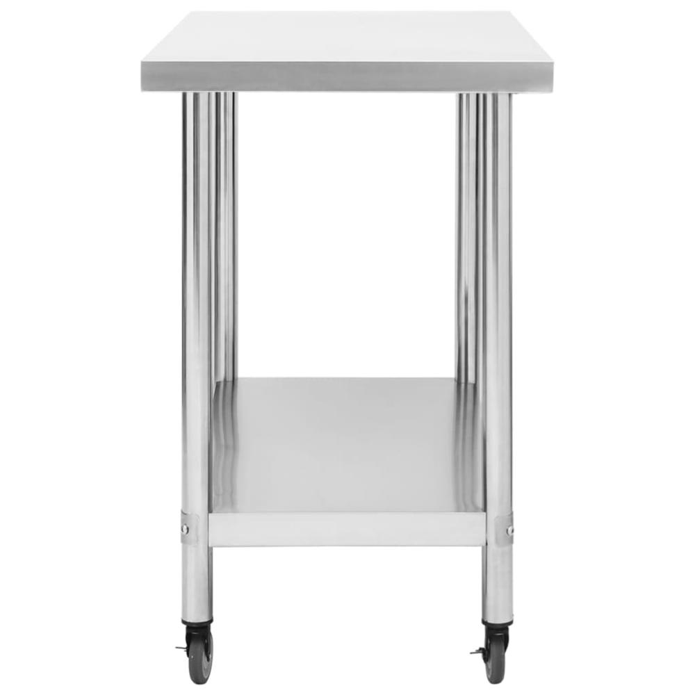 Kitchen Work Table with Wheels 39.4"x17.7"x33.5" Stainless Steel. Picture 3
