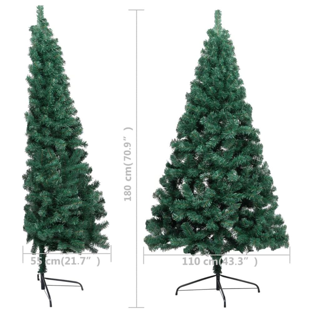 Artificial Half Pre-lit Christmas Tree with Stand Green 70.9" PVC. Picture 10