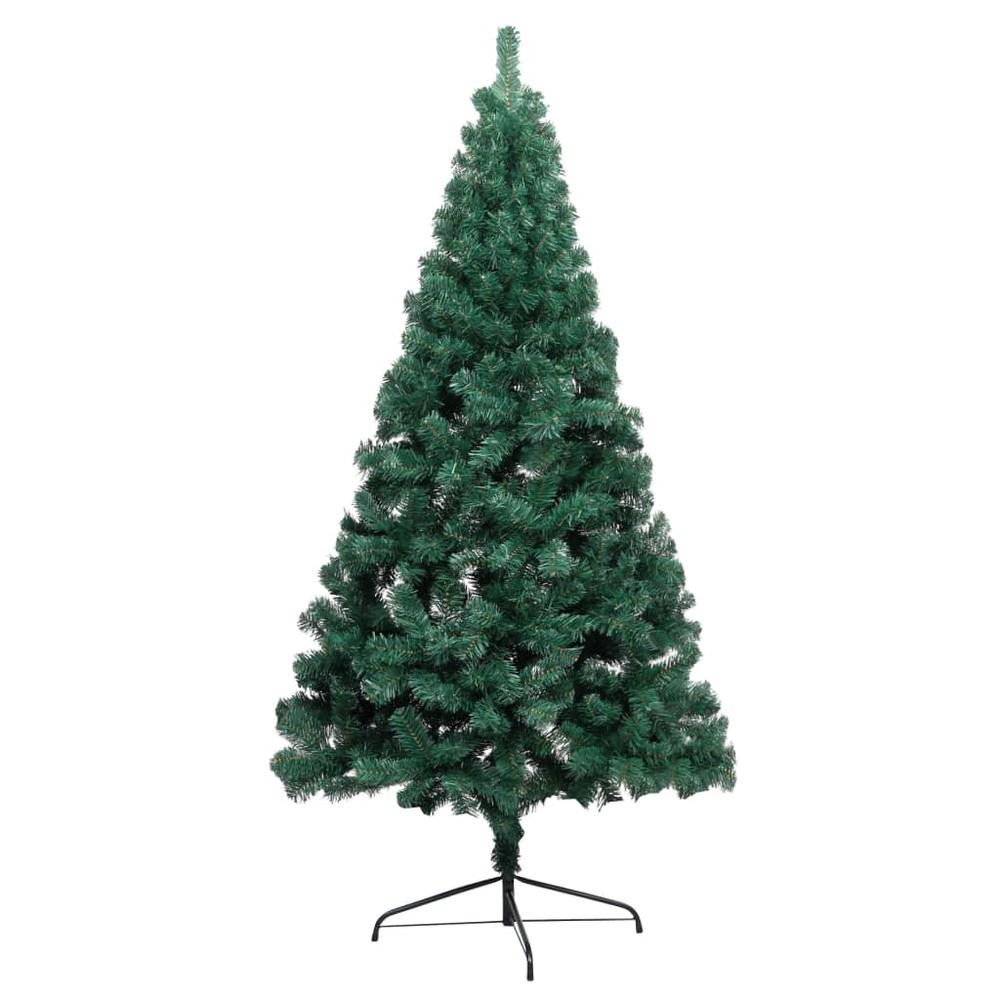 Artificial Half Pre-lit Christmas Tree with Stand Green 70.9" PVC. Picture 3