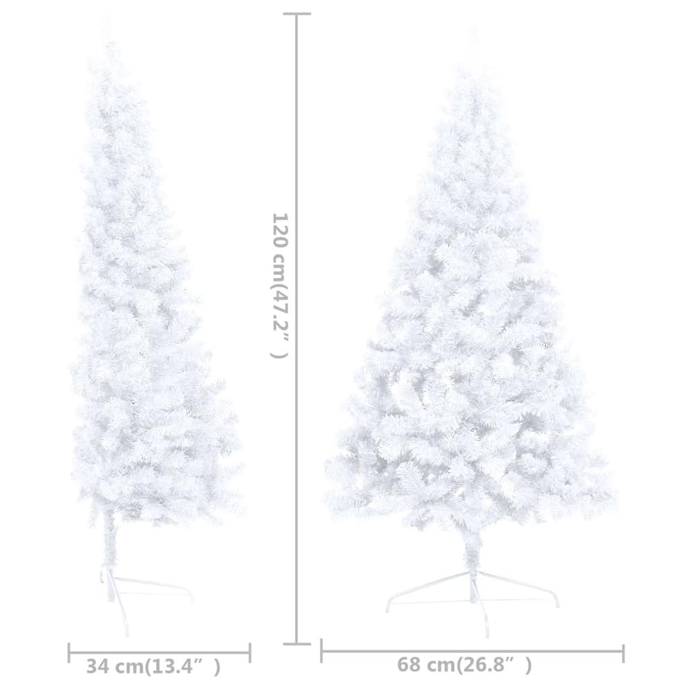 Artificial Half Pre-lit Christmas Tree with Stand White 47.2" PVC. Picture 9