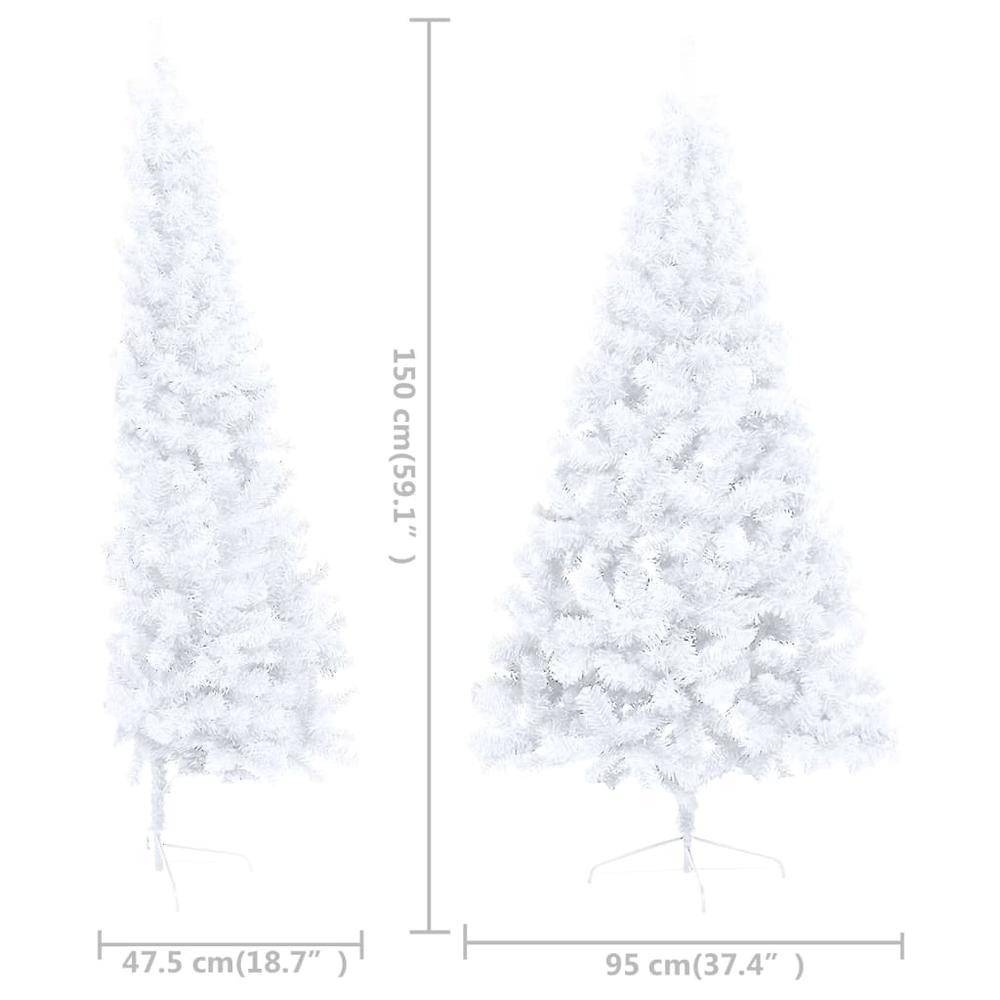 Artificial Half Pre-lit Christmas Tree with Stand White 59.1" PVC. Picture 9