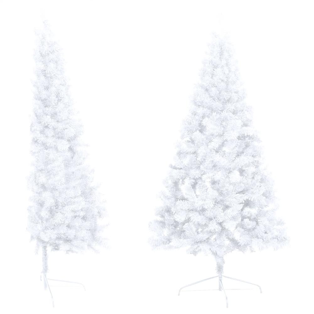 Artificial Half Pre-lit Christmas Tree with Stand White 82.7" PVC. Picture 2