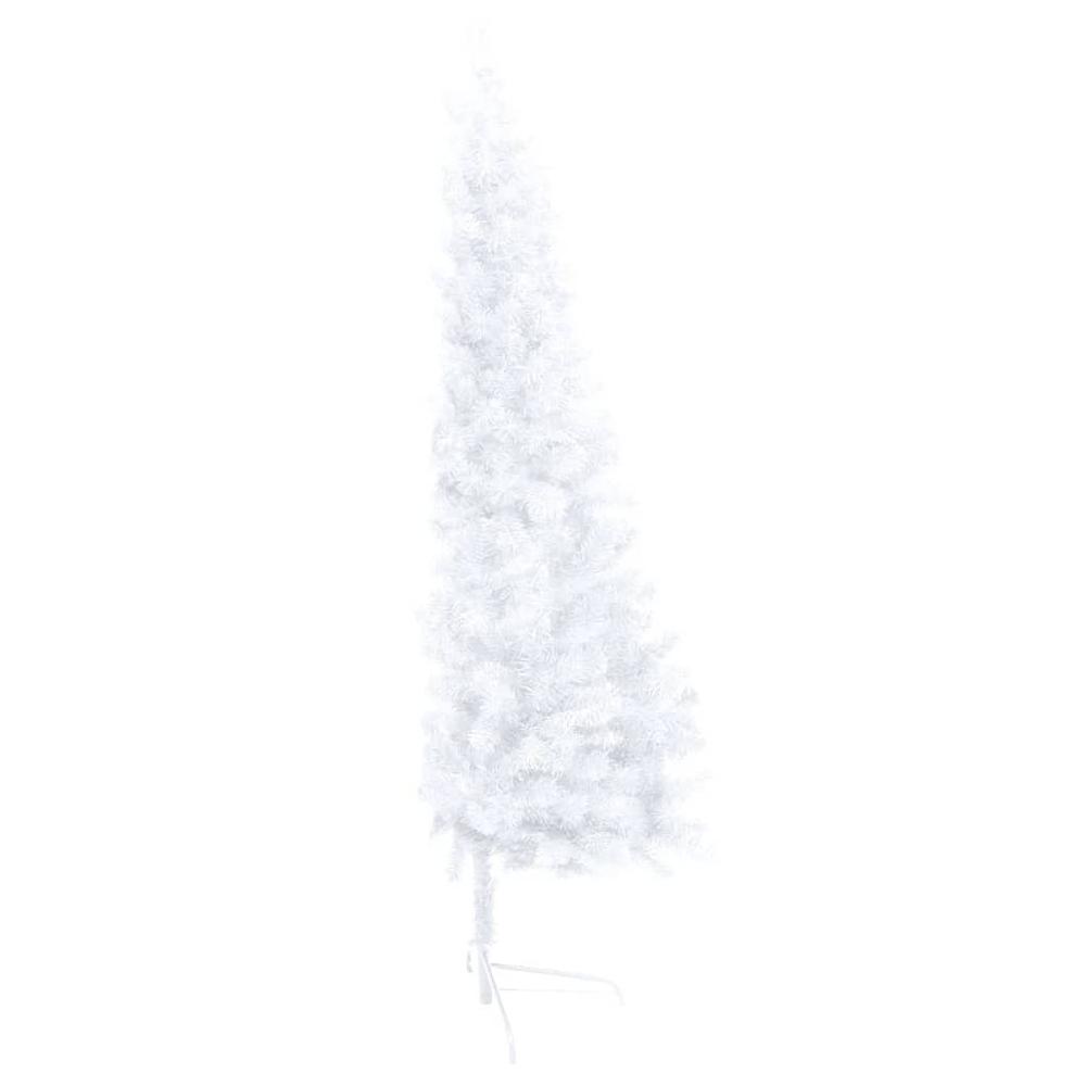 Artificial Half Pre-lit Christmas Tree with Stand White 82.7" PVC. Picture 3