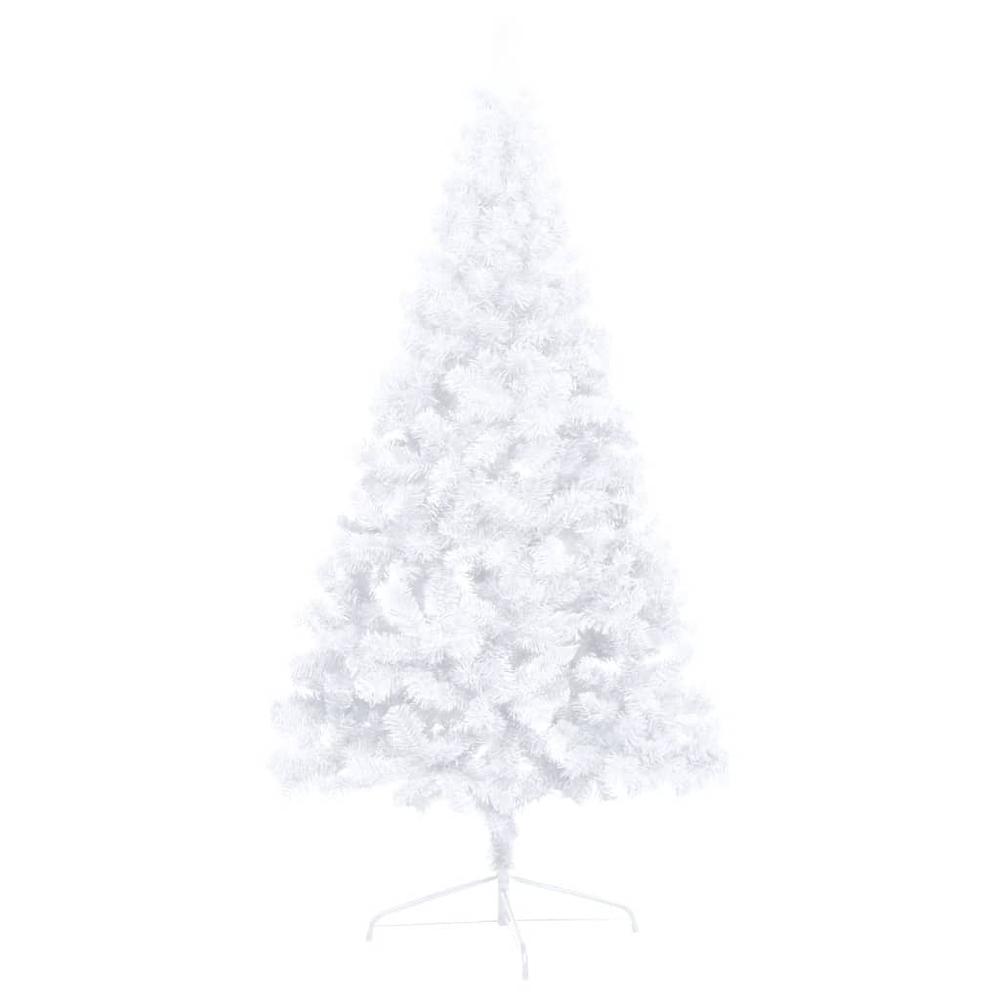 Artificial Half Pre-lit Christmas Tree with Stand White 82.7" PVC. Picture 4