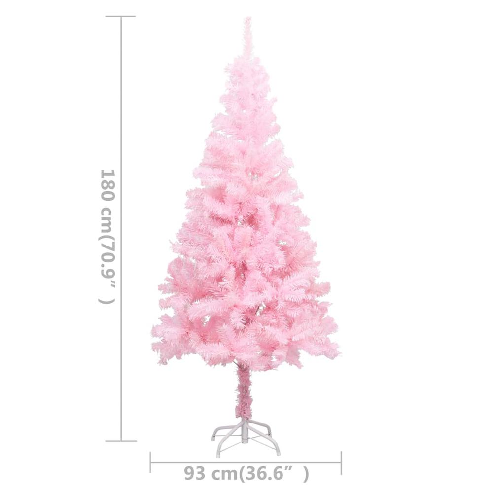 Artificial Pre-lit Christmas Tree with Stand Pink 70.9" PVC. Picture 7